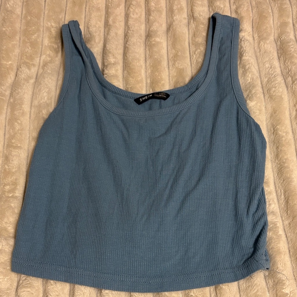 SHEIN Women's Thin Blue Tank Top Cropped
